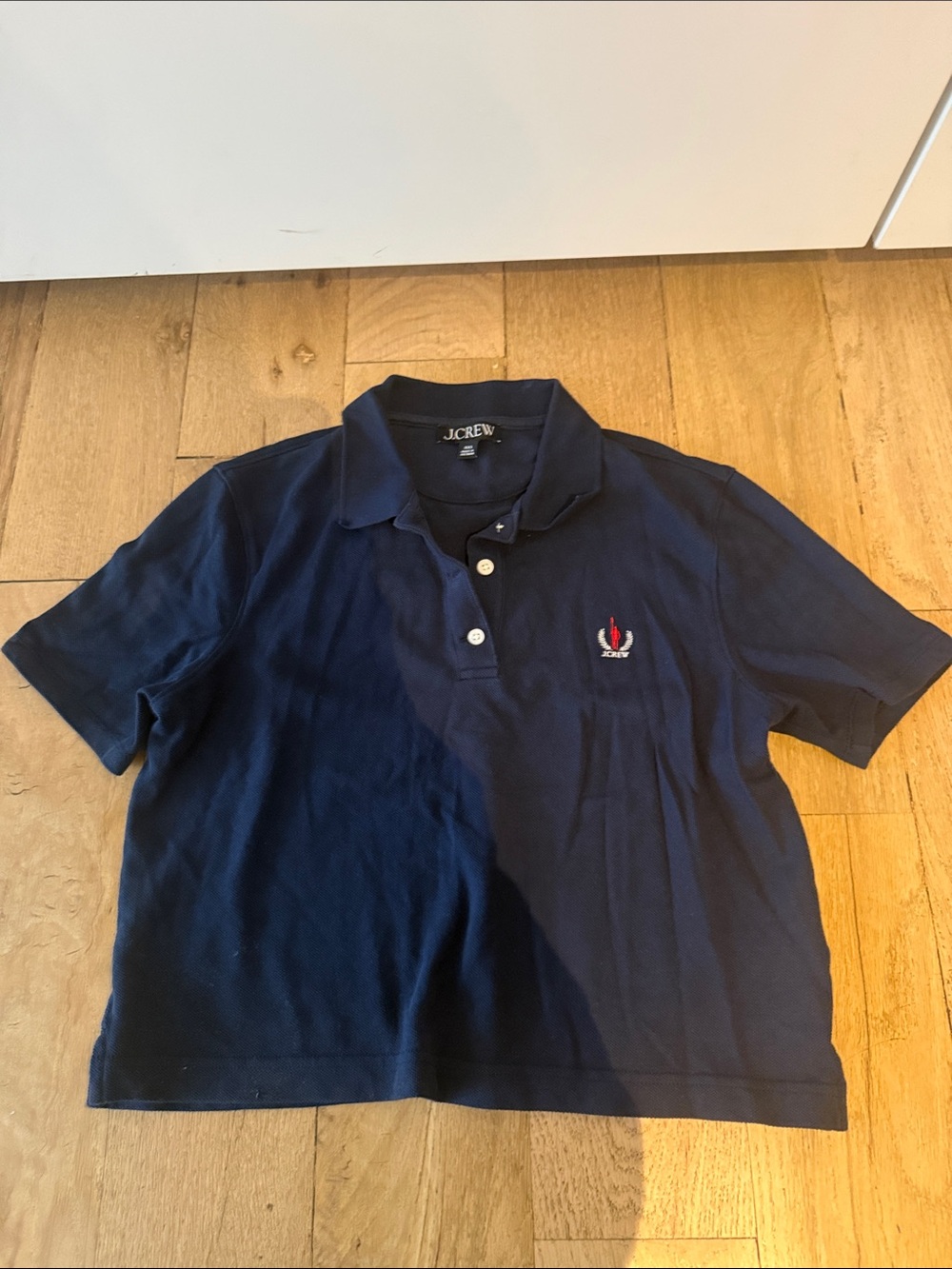 J. Crew Navy Short-Sleeve Polo with Embroidered Crest